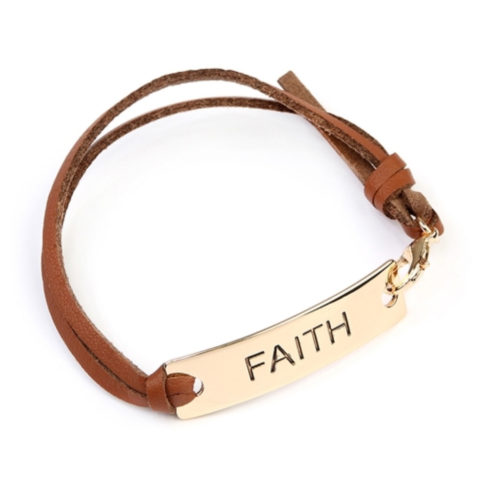 STO-G GOLD FAITH LEATHER CLASP BRACELET